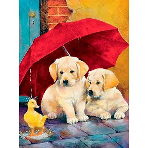 WRIOL DIY 5D Diamond Art Painting Kit - Dogs by Numbers, Crystal Rhinestone Embroidery Cross Stitch Craft Painting, 30x40cm Canvas, All Seasons, Adults & Kids