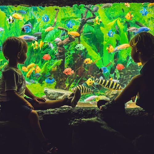Image of Weewooday 80 Pcs Artificial Moving Fishes Plastic, Random Fish | Floating Lifelike Fishes Tank Ornament Aquarium Decorations