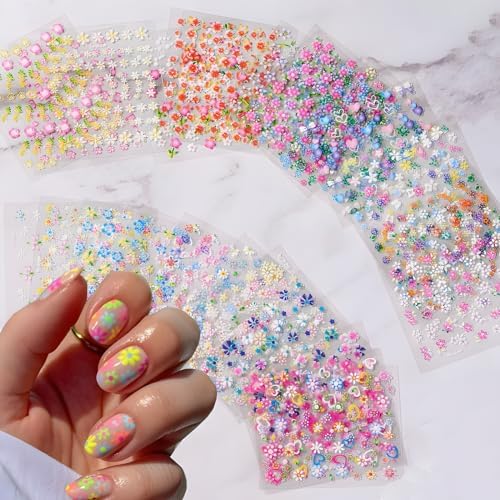 SPLOCUDU Colorful Cute Daisy, Floral, Heart, Flower Nail Art Stic...