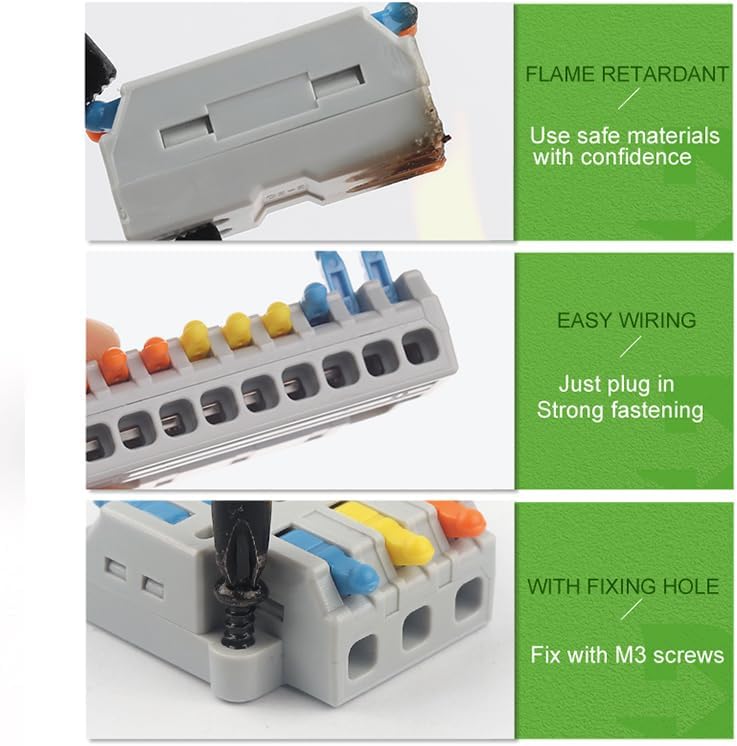 25/50/100PCS Compact Wire Connector Push-in Lever Spring Splice Terminal Block for Home Electrical Led Lighting Wiring(D2-6,50PCS)