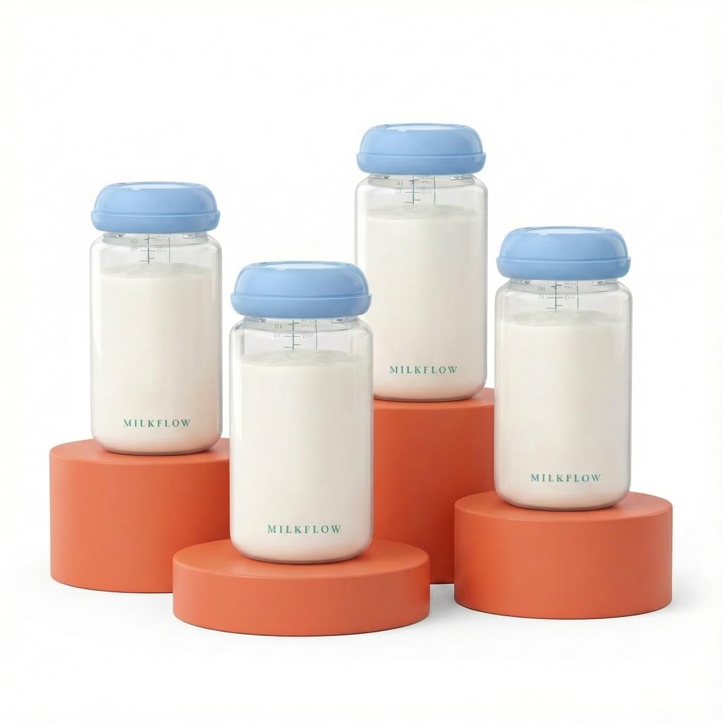 4PCS Breastmilk Storage Bottles Wide Neck Compatible with Spectra S1/S2/9 Plus & Motif Luna Pumps,Leak-Proof BPA Free Breast Milk Storage Containers for Pumping,with Lids Fit Momcozy Cooler300ml (L)