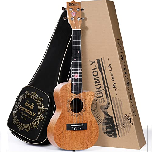 SUKIMOLY Concert Ukulele 23 Inch Professional Cutaway Mahogany Ukelele Ukeleles for Beginners Adults with...