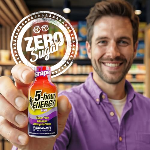 Image of 5-hour ENERGY Grape Flavor, 30 Count, 1.93 Fl Oz Energy Shot, Regular Strength, Amino Acids, B Vitamins, Sugar Free and Zero Calories