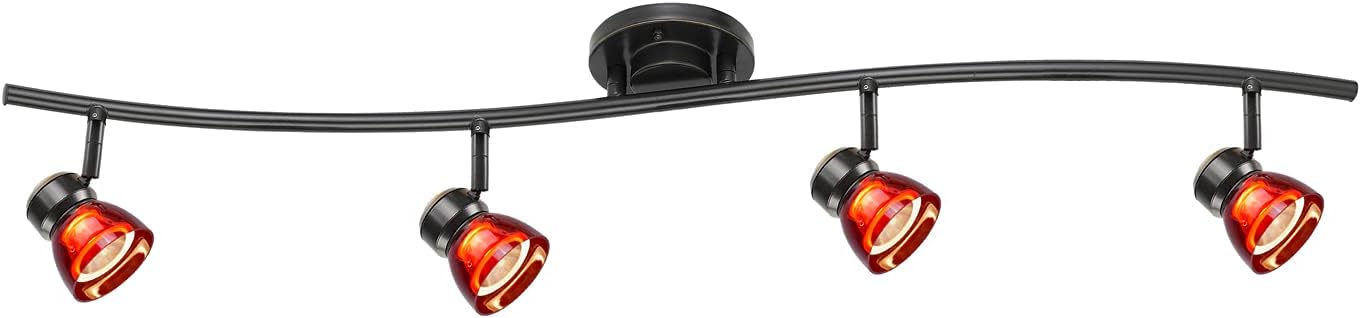 4-Light Fixed LED Track Lighting Kit Dark Bronze Finished Clear Yellow Acrylic Shades A84L-DB-CLY (Dark Bronze/Clear Yellow)