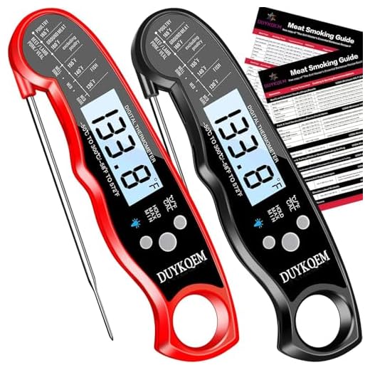 Termômetro digital de carne de leitura instantânea DUYKQEM (2 pacotes) à prova d'água, termômetro de cozinha para cozinhar alimentos com luz de fundo e calibração de sonda, o melhor termômetro de carne de churrasqueira para churrasqueiros