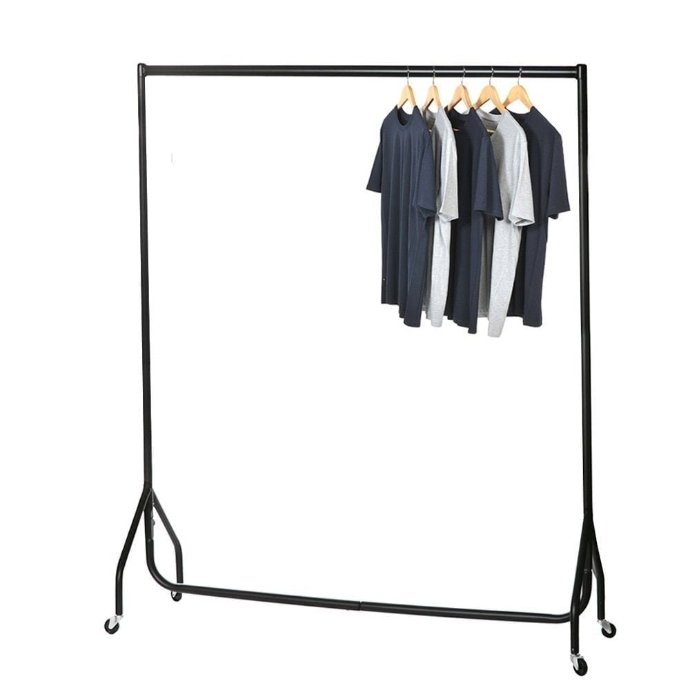 Shopfitting Warehouse Black Heavy-Duty Tall Clothes Rail, H2055 mm - Available in 5 ft or 6 ft Widths 5ft wide