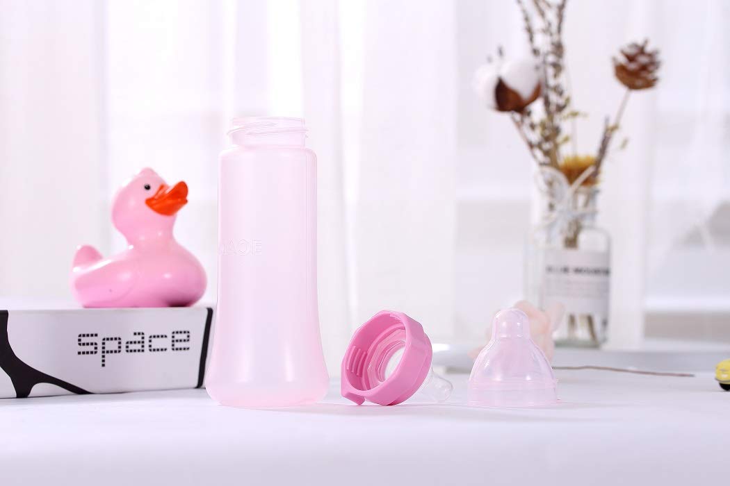 Made in USA aMACEing Zero Leak? Baby Bottle with Anti-Colic Vent and Variable Flow, Leak-Proof 10oz (Pink)
