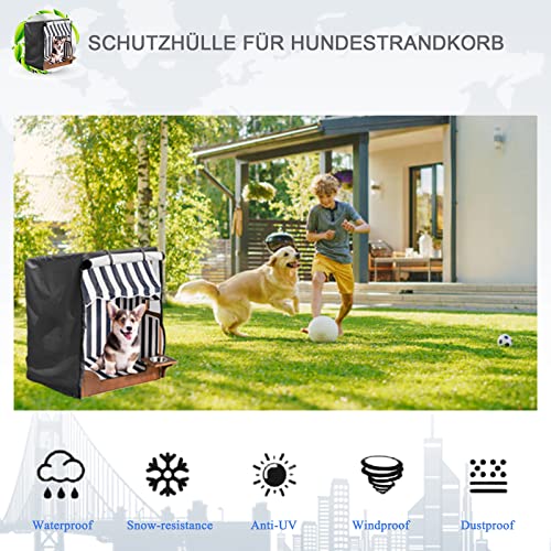 KEKAFU Hunde-Strandkorb-Schutzhülle, Hunde-Strandkorb-Abdeckung, Schutzhülle für Strandkorb, Hunde, Strandkorb, wasserdicht mit doppeltem Reißverschluss, 420D Oxford-Stoff, schwarz, 85 x 75 x 100 cm
