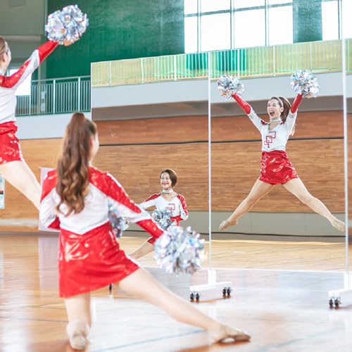 OOKABE GLASS 移動式スポーツミラー 幅90×高さ185センチ キャスター付き カンタン移動 コンパクト収納 施工不要 体育館 ダンス スタジオ ジム