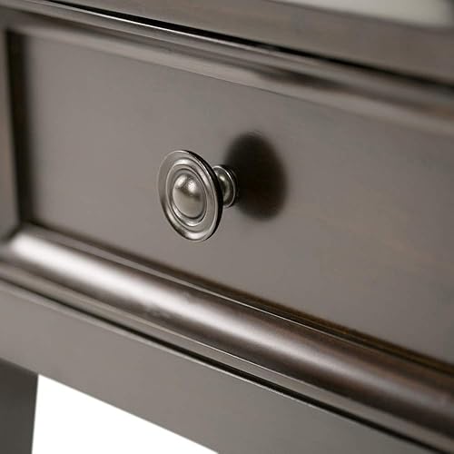 Miniatura 6 de SIMPLIHOME Amherst Mesa auxiliar cuadrada de transición de madera maciza de 19 pulgadas de ancho en color marrón nogal, para sala de estar y
