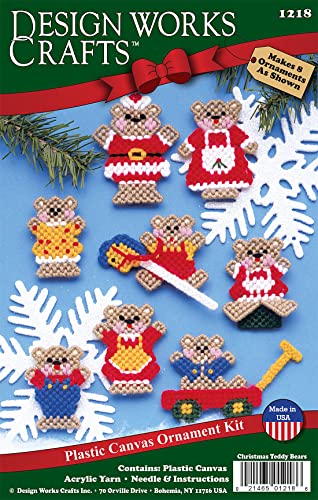 Tobin Christmas Teddy Bears Plastic Canvas Ornament Kit, 3" 7 Count Set Of 8 #TOP1