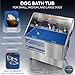 KANIS Professional Dog Washing Station - 304 Stainless Steel Pet Wash Sink & Grooming Bathtub w/Shower, Floor Grates and Storage for Large, Medium & Small Pets (50
