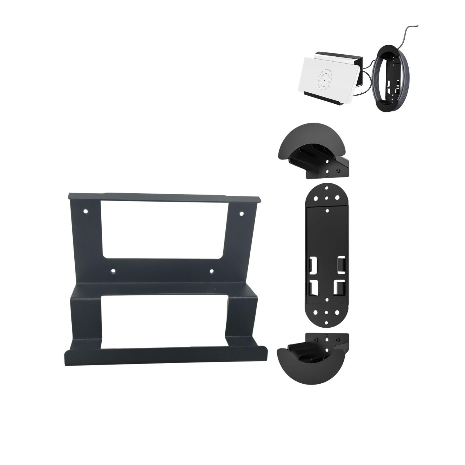 Tesha Metal starlink Router and Power Supply Bracket kit, Black 2 in 1 Mount Set for starlink mesh Node, Router Wall Rack for RV, Boat and Home