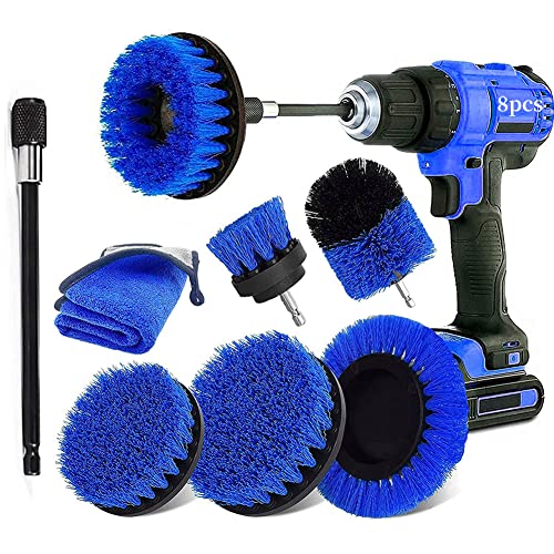 Lcormag 8 Piece Drill Cleaning Brush Attachment Set,Power Scrubber Drill Brush Kit With Extend Attachment All Purpose For Cleaning Bathroom, Car Detailing, Grout, Tub, Shower, Tile, Kitchen, Auto #TOP21