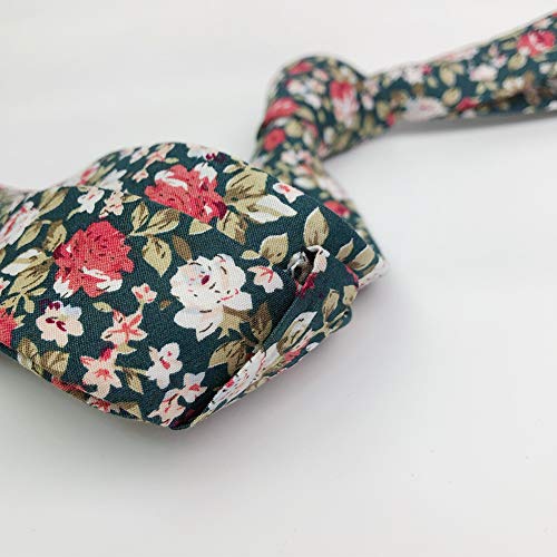 Image of Mantieqingway Floral Ties for Men Skinny Cotton Tie Flower Necktie