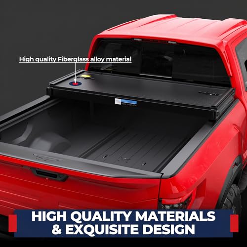 Image of MOSTPLUS 6FT FRP Tri Fold Hard Truck Bed Tonneau Cover Compatible for 2005-2026 Nissan Frontier 3 Folding Fleetside Fiberglass 3 Folding Bed Cover 72Inch