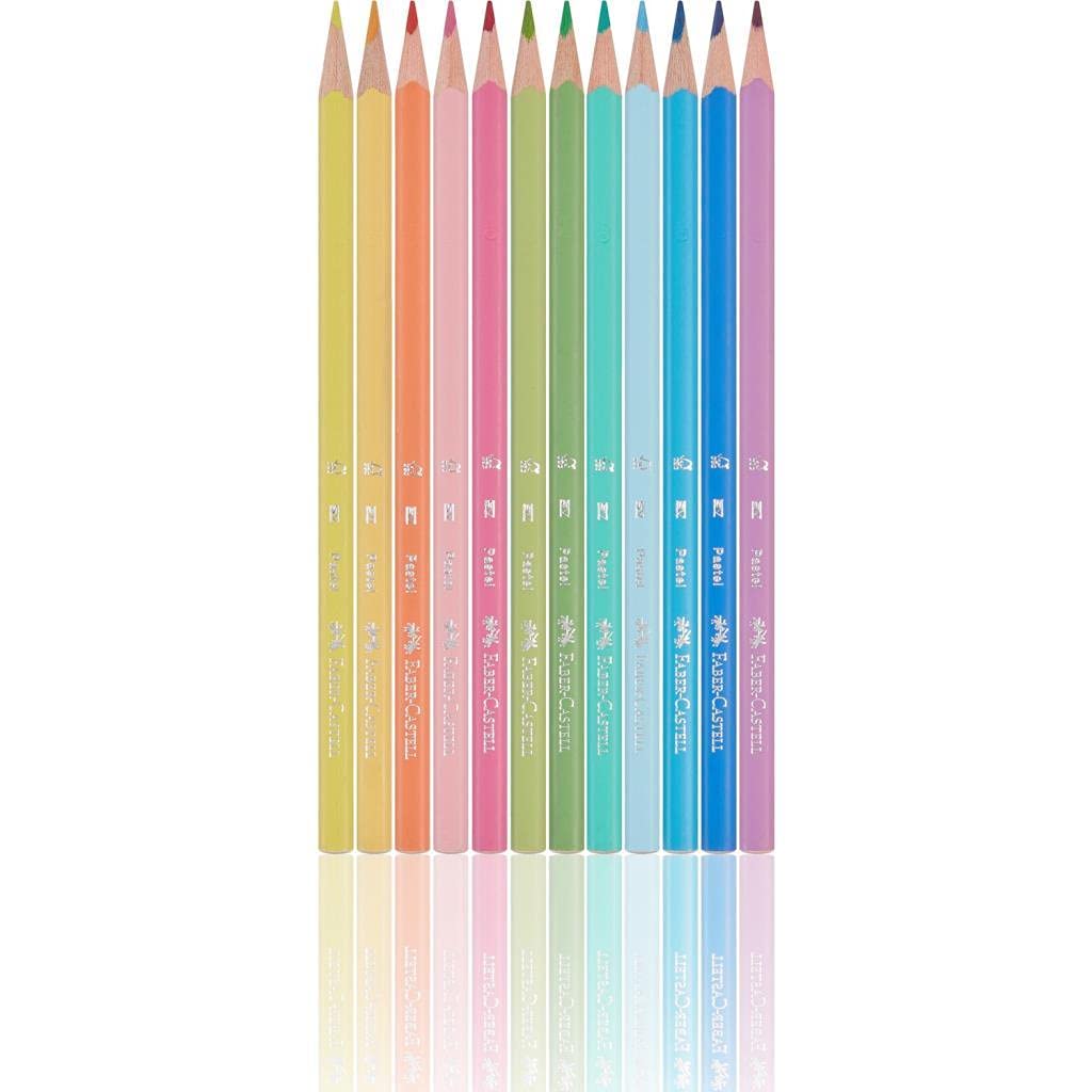 Faber-Castell Lápices triangulares de color pastel, paquete de 12 unidades