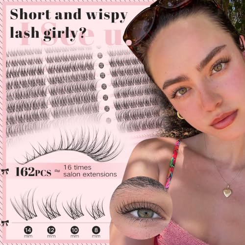 Image of Goddvenus Short Lash Clusters 8-14mm Natural Wispy Eyelash Clusters, C Curl Individual Lashes, Fluffy False Eyelashes for DIY Cluster Eyelash Extensions for Everyday Wear