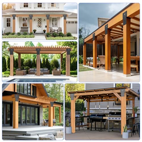 4Pcs 6"x6" (Actual 5.6x5.6) Seriel Post Caps Bracket Stainless Steel, Fit Connecting Wood Gazebo, Deck Patio Post, Wood Beams Bracket for Patio, for Garden, Yard by RupXinSplend - Used condition - Image 7