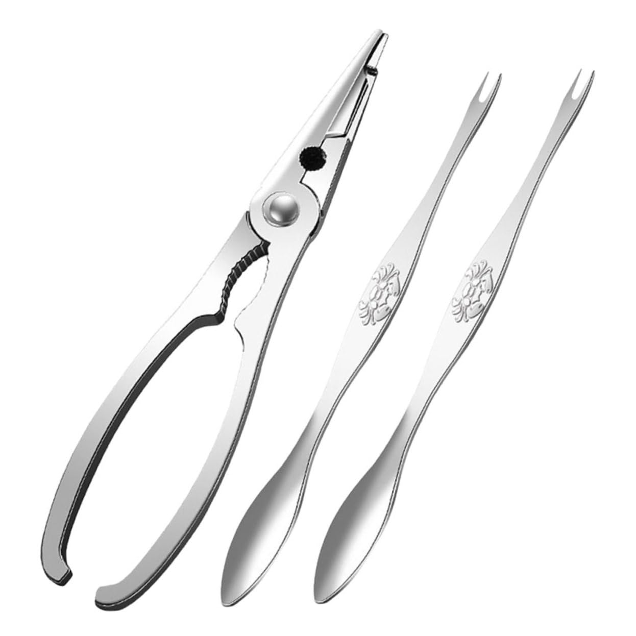 Cabilock 3 Juegos Tenazas De Cangrejo Herramientas para Patas De Cangrejo Suministros para Fiestas De Hervir Mariscos Galletas De Marisco y Herramientas Silver Acero Inoxidable