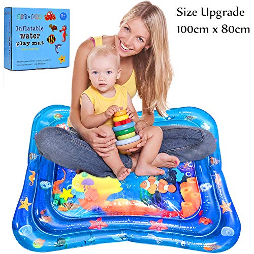 aovowog Cojín de Agua Inflable 100 * 80cm,Alfombra Inflable del Agua para Bebé Inflable Tapete de Bebés Estera de Agua de PVC Entretenimiento de Agua y la Estimulación del Crecimiento de Bebé