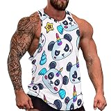 Colorful Rainbow Unicorn Panda Men's Activewear Tank Tops Fitness Gym Vest Summer Sleeveless Tee Shi