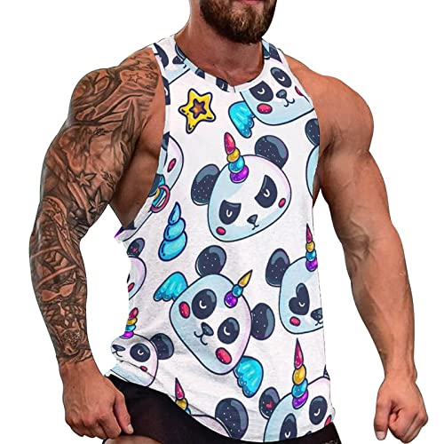 Colorful Rainbow Unicorn Panda Men's Activewear Tank Tops Fitness Gym Vest Summer Sleeveless Tee Shirts 4Xl #TOP6