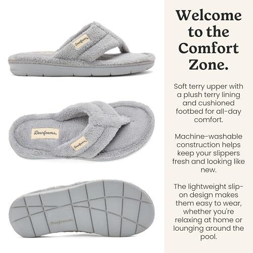 Image of Dearfoams Women's Melanie Colorblocked Microfiber Terry Thong Slipper