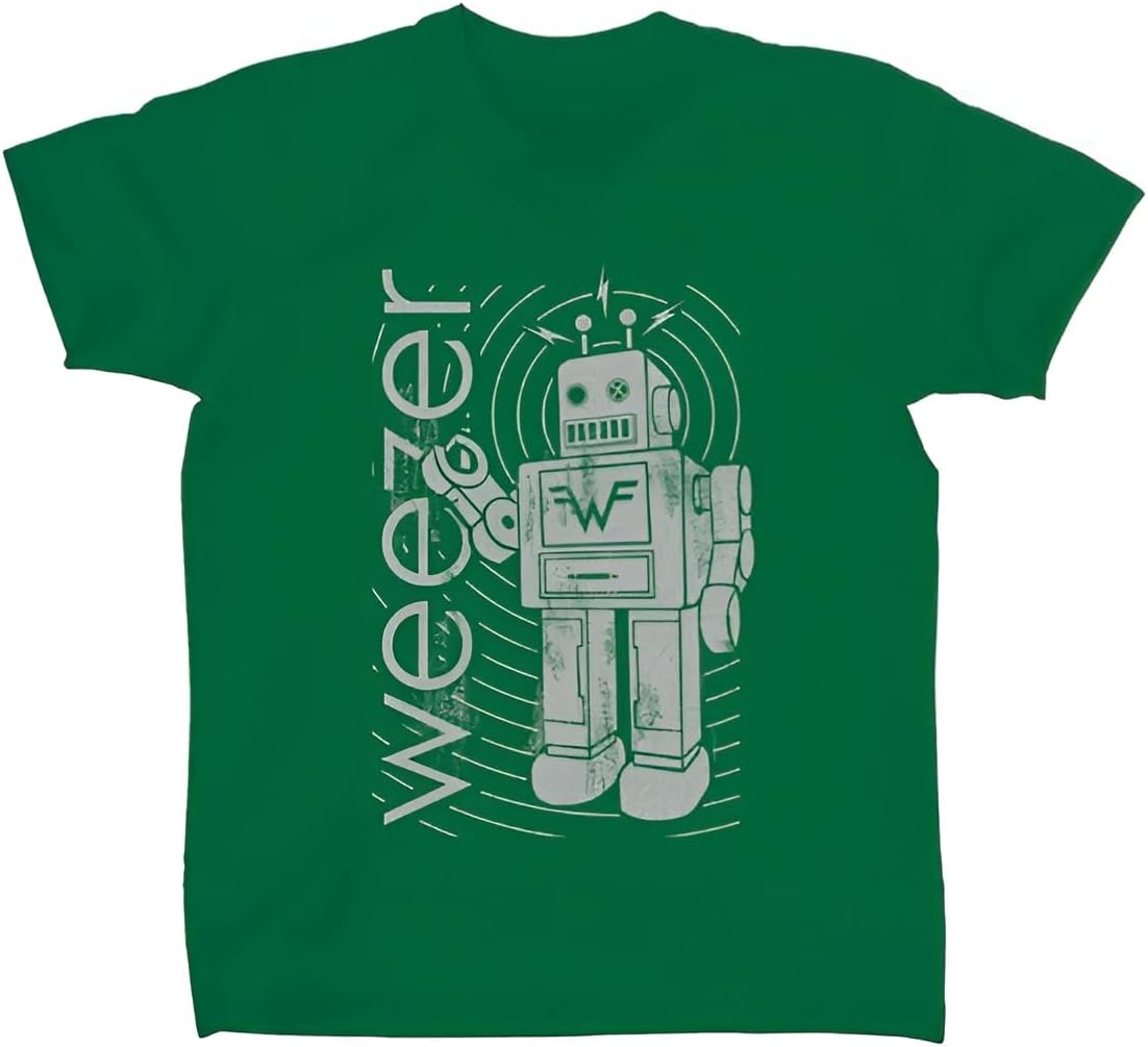 Weezer Men's Robot Slim-Fit T-Shirt Green | Officially Licensed Merchandise