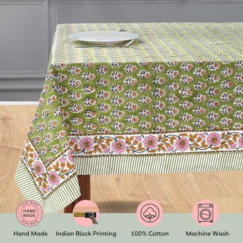 CPC-Tablecloth-100-Cotton-72×140-Inch-Indian-Block-Print-Easter-Rectangle-Table-Cover-Table-Cloth-for-Weddings-Parties-Jade-Green-12-Seater CPC Tablecloth 100 Cotton 72×140 Inch Indian Block Print Easter Rectangle Table Cover Table Cloth for Weddings Parties Jade Green 12 Seater