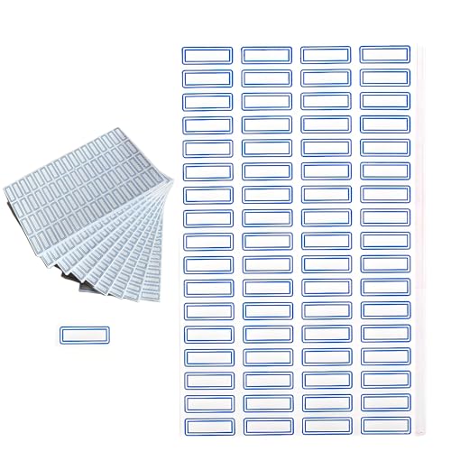 3400 Pack 1.1" x 0.5" Small Blue Border White Labels Stickers for Writing, Price Stickers-Product Tags, Key Tags,Adhesive Label,Rectangular Color Coded Write