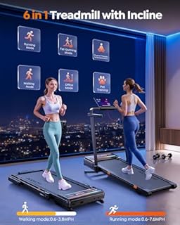 Foldable Walking Pad with 0-15% Auto Incline and Handle Bar, Under Desk Treadmill with 300LBS Weight Capacity, 3.0HP Quiet Treadmills for Home with Speaker, APP & Remote Control-Black Orange