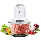POSAME Food Chopper 4 Cup Glass Bowl , One Touch Multipurpose Electric Food Processor Mincer, White
