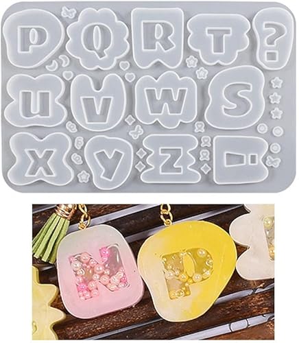 Miniatura 10 de Letra A a Z Molde Alfabeto Arenas movedizas Shaker Moldes de silicona Moldes de resina epoxi hallazgos Accesorios Suministros Fabricación de joyas