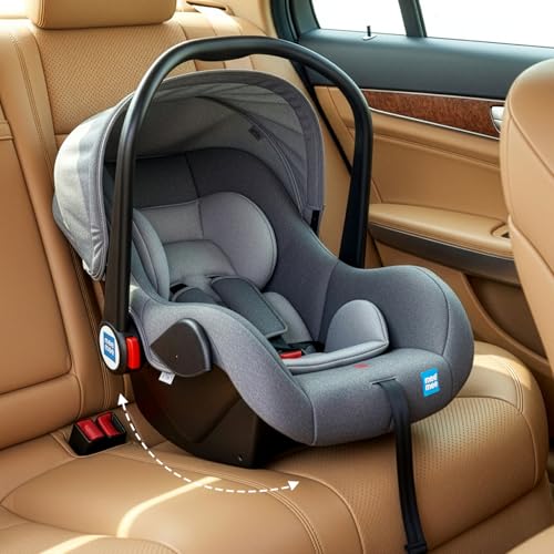 Mee Mee Little Explorer 4-in-1 Baby Car Seat & Carry Cot with Canopy, Convertible to Car seat, Rocking Seat & Feeding Seat, 0 to 15 Months | Weight Capacity Upto 13 Kgs (Grey)
