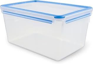 EMSA Clip & Close Frischhaltedose, rechteckig, 8 L, mit Deckel, Aufbewahrungsbox, 100 Prozent dicht, spülmaschinen-, gefrier-, mikrowellenfest, Transparent, Blau, Made in Germany, 508548