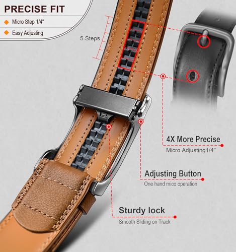 BULLIANT Men Belt 2 Gift Pack, Ratchet Belt Fully Adjustable For Men Dress Casual Pants Jeans 1 3/8" -Noncuttable3