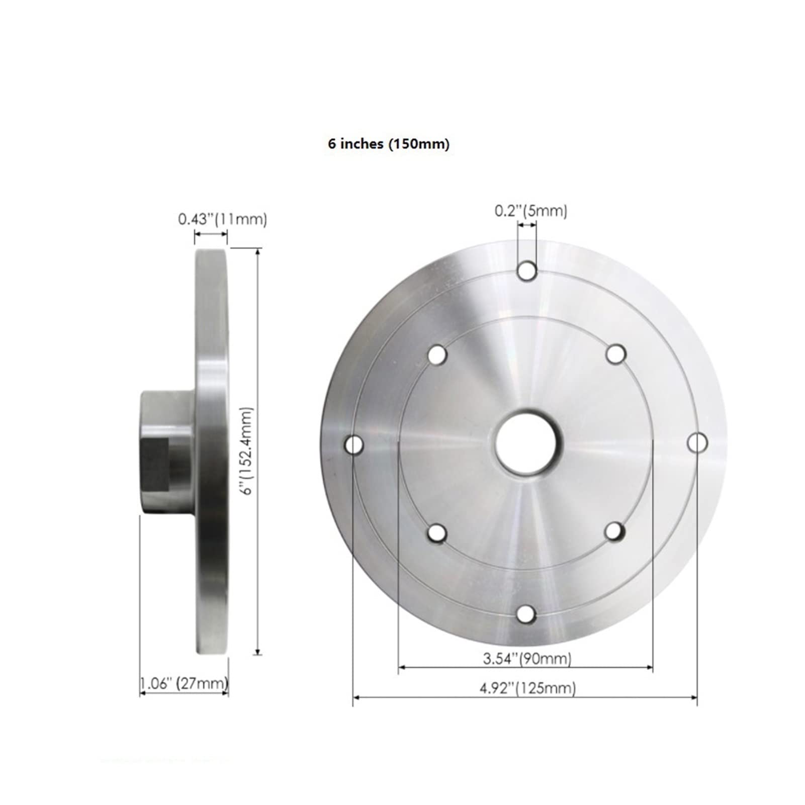 Plato frontal for torno de madera, plato acero for 6 pulgadas con rosca M18 x 2,5