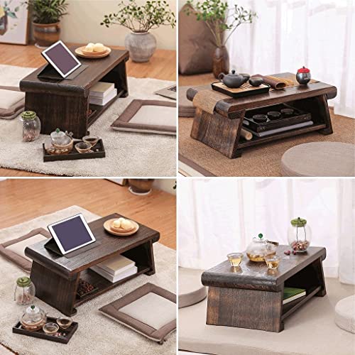 Table basse tatami pliable à double niveau pour optimiser le salon