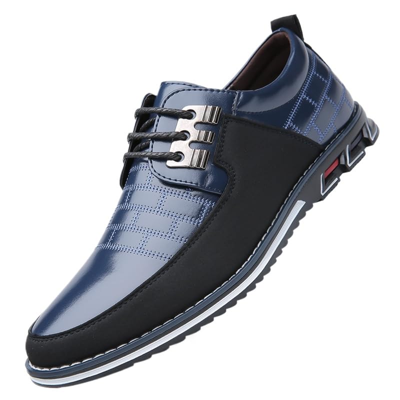 Plus Size Men's Leather Casual Shoes - Wear-Resistant, Non Slip Lace-up Dress Shoes for Office and Daily Wear - Main Image