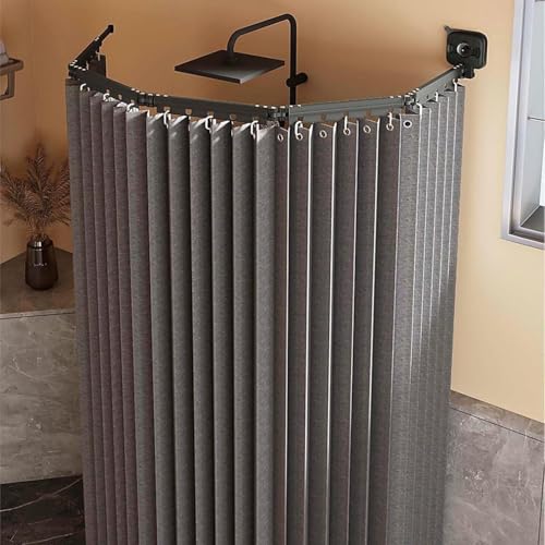 Rideau de douche pliable pour optimiser l'espace d'une douche d'angle en L