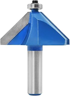 Dreneco 1/2 inch Shank Chamfer Router Bits with 45 Degree, Edge Forming Bevel Woodworking Milling Cutter for Wood Bits