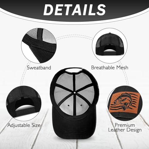 Image of Fishing Hat Fishing Gifts for Men, Bass Fish Flag Hats, Fishing Gear Accessories Stuff, Adjustable Fishing Trucker Hat