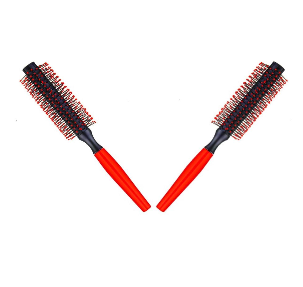NM Beauty Professional Anti-Static Hair Brush, Curl and Dry Roll Brush for Blow Drying Hair Styling Tool, Red (Pack of 2)