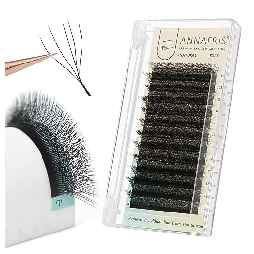 ANNAFRIS Extensión de Pestañas 5D W 0.07mm L Curl 10mm Pelo a Pelo Pestañas Prefabricadas Fan Lash Volumen Ruso Pestañas（0.07 L,10mm)