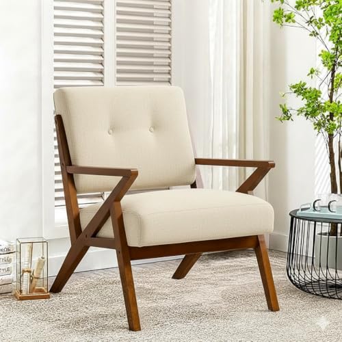 Image of Premium Sheesham Wood Arm Chair with Cushion || Cane Chairs for Balcony || Wooden Dining Chair for Living Room Furniture, Armrest Chair Garden Chairs Outdoor & Indoor || Brown Finish