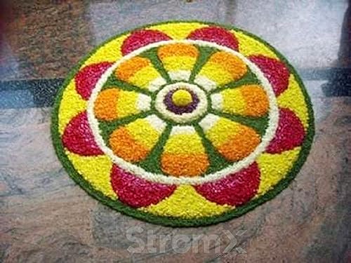 StromX Super Soft Microfiber Traditional Modern Rangoli Door Mat for Home, Temple, Living Room, Door Entrance, Bedroom Decoration (24 x 24 Inch, Floral)