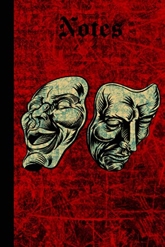 Notes: Theatre Notebook/Journal with Comedy Tragedy Mask Themed Pattern|6x9|100 Wide Ruled Pages|Soft Cover|Theatre Musical Broadway Gift for Theatre Lovers, Actors, Drama Students, Directors