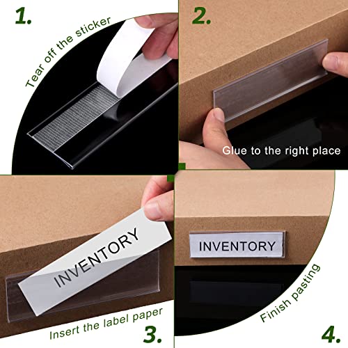 72 Pieces Shelf Tag Label Holders Adhesive Wire Self Label Holder Clear Plastic Shelf Tag Holders Price Tag Holder For Supermarket School Library Bookshelves Mailbox Storage Bins (4 X 1 Inch) #TOP4