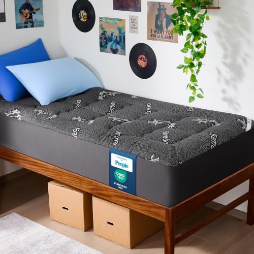 BEDLORE Matratzen Topper 90x200cm Weich, Maschinenwaschbar & Dunkelgrau | OEKO-TEX Standard 100. Atmungsaktiv, schadstofffrei & hautfreundlich. Bezug 30-60°C pflegeleicht. Tasche b